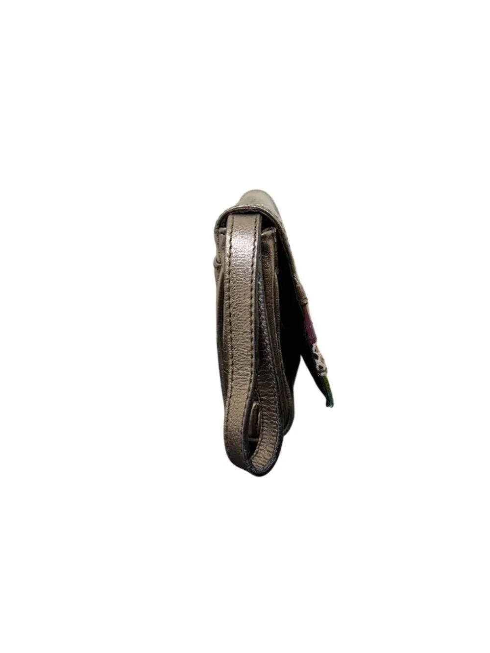 Doncaster Metallic Bronze Multi-Color Leather Wristlet Clutch Made In Italy